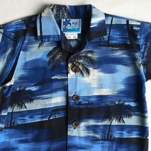 Hawaiian shirt size 18 months blue black RJC EUC